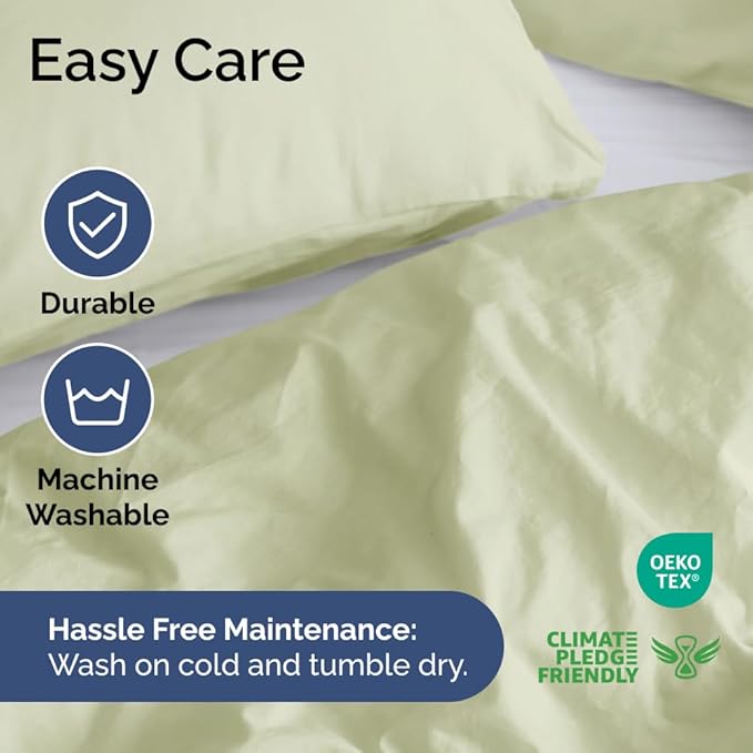 CGK Unlimited Duvet Cover Twin/Twin XL Size Set - Extra Soft Duvet Cover 68 x 90 with 1 Pillow Sham - Hotel Quality, Fade Free w/Zipper Closures & Ties - Bedding and Bed Linens Set (Light Sage Green)