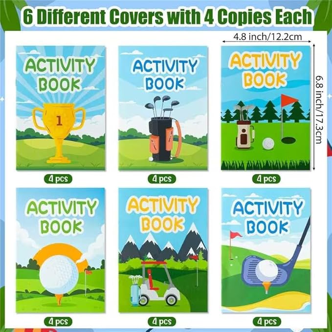 Golf Activity Books for Kids - Sports Golf Theme Mini Games Coloring Book Set Bulk Mazes Word Search Word Scramble Games DIY Booklet for Birthday Party Goodie Bags Stuffers Classroom Favors Supplies