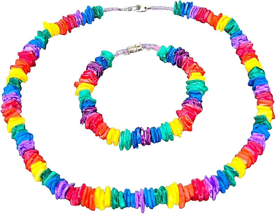 BlueRica Puka Shell Chips Necklace & Anklet Set (Multi)