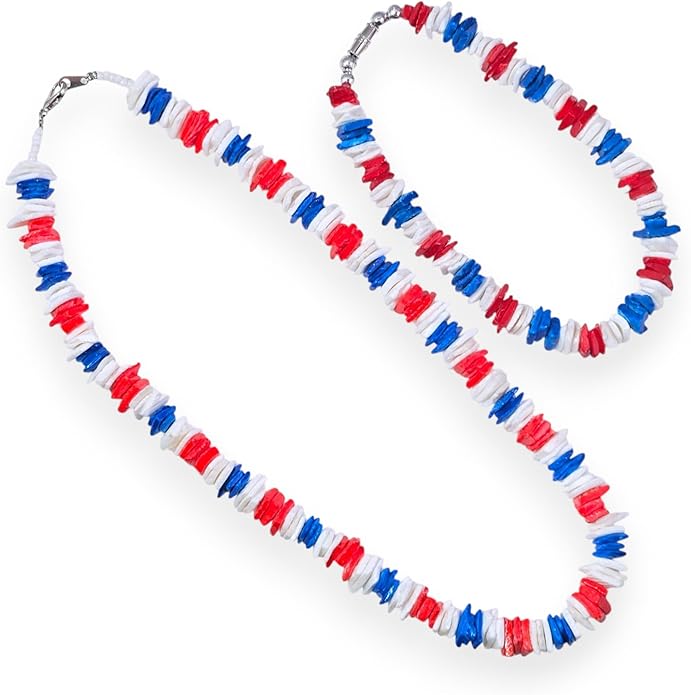 BlueRica Puka Shell Chips Necklace & Anklet Set (Multi)
