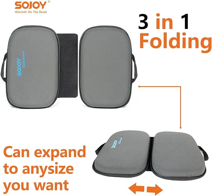 Sojoy iGelComfort 3-in-1 Foldable Gel & Memory Foam Travel Seat Cushion – US Edition – 18.5″×15″×2″ Tailbone Support & Sciatica Relief (Darkgray)
