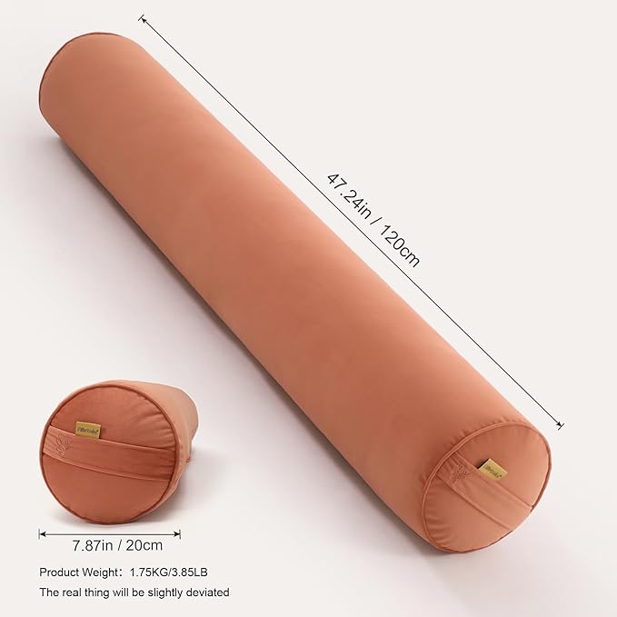 Cuddle Pillow – Body Pillow for Adults, Long Bolster Pillow for Bed, Soft & Supportive for Restful Sleep,47.24 x 7.87 Inches,Amber Orange