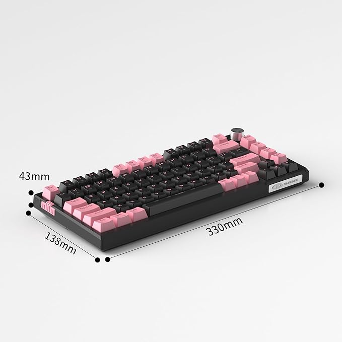 MageGee SKY81 75% Wireless Gasket Mechanical Gaming Keyboard, Hot Swappable RGB Custom Creamy Keyboard w/ 5-Layer Padding, BT/2.4G/USB-C, Knob Control, NKRO for Win/Mac (Pink&Black, Blue Whale Switch)
