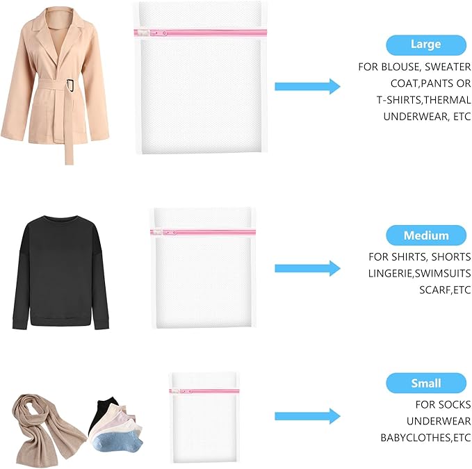 Upgraded Coarse Mesh Laundry Bag - Wash Delicate Lingerie, Garment & Shoe Storage, Travel Essentials - Durable & Breathable，4Pcs, MIAETFH