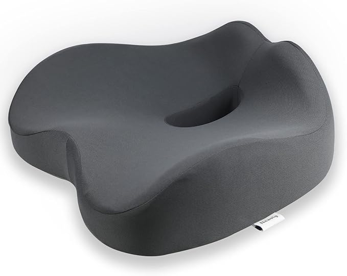 Chair Seat Cushion, Memory Foam Cushions for Office Chair, Car Seat, Airplane, Relieving Pressure Tailbone Sciatica Back Pain for Long Sitting Office Workers, Car Drivers（Grey）