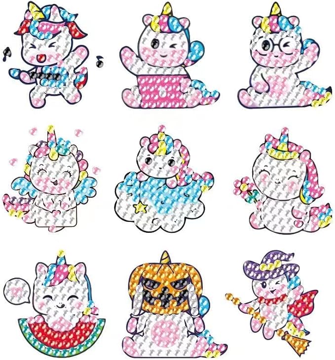 5D DIY Diamond Painting Stickers Kits for Kids, Diamond Art Mosaic Stickers by Numbers Kits Crafts Set for Children, Boys and Girls,Creative Handmade Art Craft Gift (Unicorn-2)
