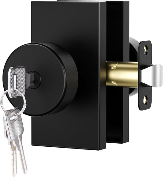 Matte Black Door Knobs, Front Door Lock Exterior Entry Door Knob Door Handles with Key, Keyed-Alike