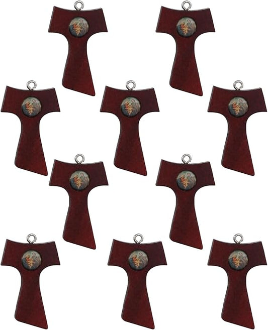 COTTVOTT Wooden Christian Jesus Cross/Orthodox Crucifix Charms Pendants for Rosary Necklace, DIY Jewelry Making Accessories Parts