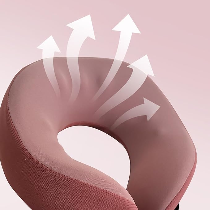 SPRFUFLY Super Soft Travel Pillow, 100% Memory Airplane Pillow with Sleep Mask and Ear Plugs, Breathable Removable Cover & Ergonomic Design - Essentials Neck Pillow for Airplane, Office & Home Use