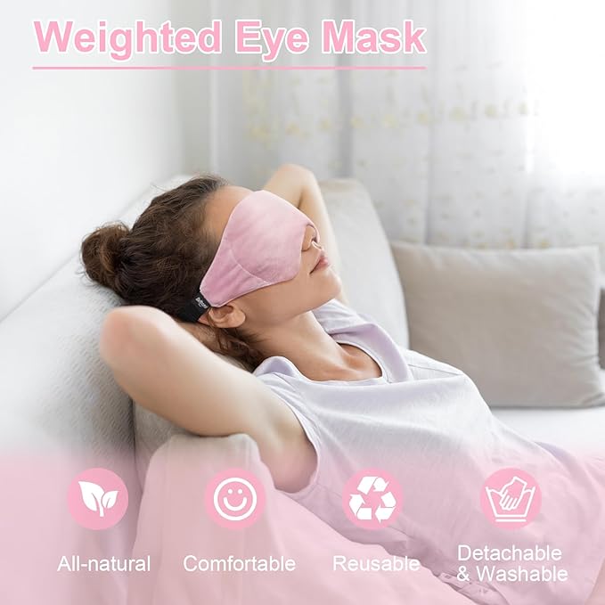 BeHoomi Weighted Eye Mask for Sleeping, Soft Heated Eye Mask, Moist Heat Warm Compress for Eyes, Natural Rose & Flaxseeds Microwave Reusable Sleep Mask, Must Haves for Women Spa, Home, Office