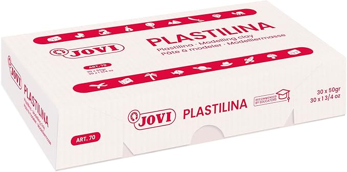 Jovi - Reusable and Non-Drying Modeling Clay, 30 Peach Plasticine Bars, 1.75 oz Each, Non-Toxic and Glute-Free, Perfect for Arts & Crafts Projects