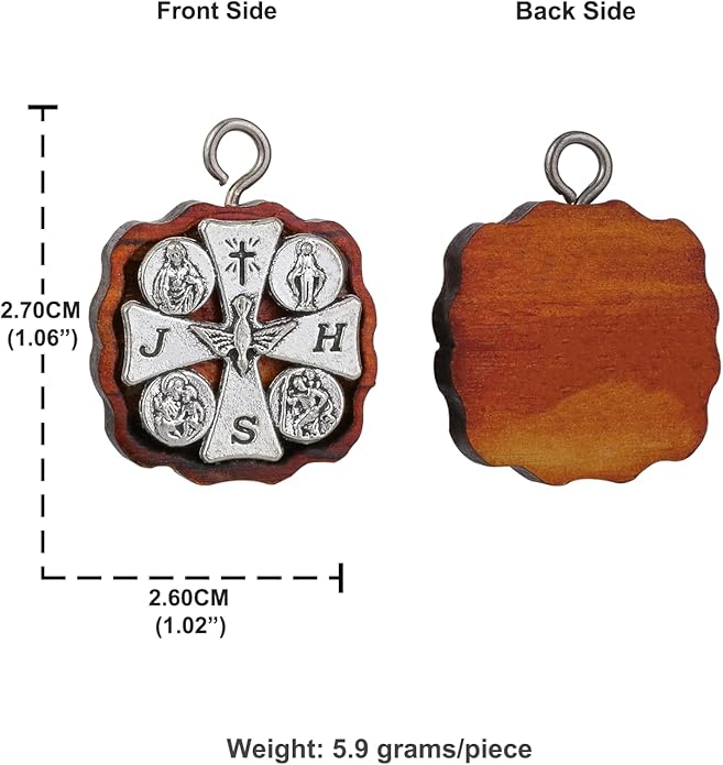 COTTVOTT Wooden Christian Jesus Cross/Orthodox Crucifix Charms Pendants for Rosary Necklace, DIY Jewelry Making Accessories Parts