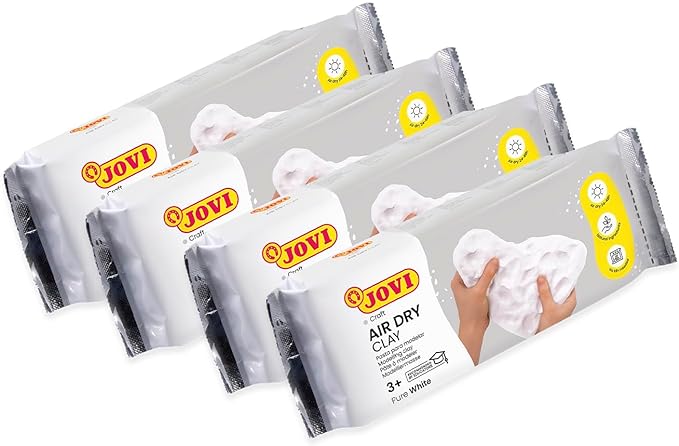 Jovi - Air Dry Modeling Clay, Set of 4 Units, 2.2lb Each, Total of 8.8lb, No Oven Needed, White Color, Pottery Clay for Arts and Crafts Projects (P86/4) - Bulk Buy