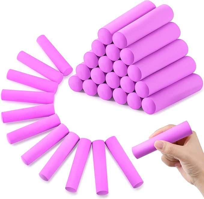 Fulmoon 40 Pcs Jumbo Sidewalk Chalk for Kids Outdoor Art Non Toxic Large Washable Street Chalk for Adults Drawing Painting Graffiti Classroom(Rose Red,Round Style)