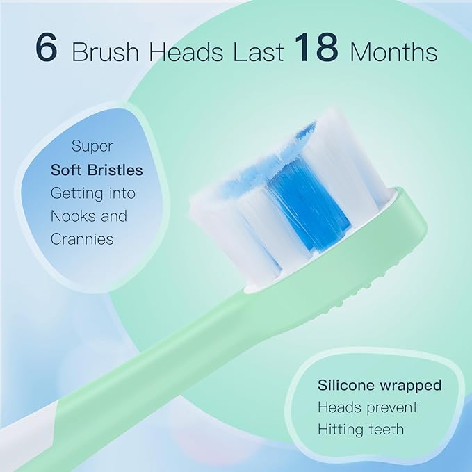 Kids Electric Toothbrushes Sonic Rechargeable Tooth Brush Gifts for Boys and Girls Smart Timer Power Toothbrush - Blue 3 4 5 6 7 8 9 10 11 12 (Mint)