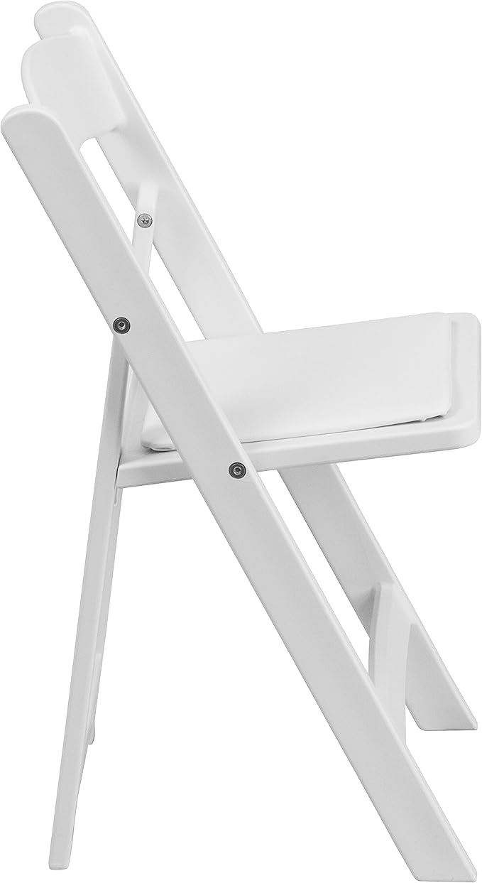 Flash Furniture HERCULES Kids White Resin Folding Chair with White Vinyl Padded Seat