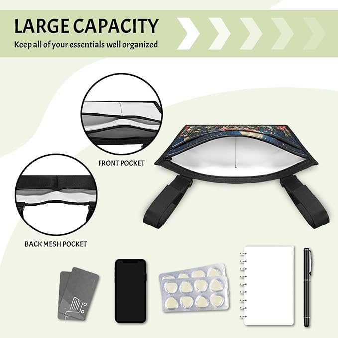 ZOUTAIRONG Moon Mushroom Wheelchair Side Bag Walker Bag Wheelchair Accessories for Adults Waterproof Armrest Organizer Storage Pouches with Reflective Stripes for Electric Wheelchair Walkers Seniors