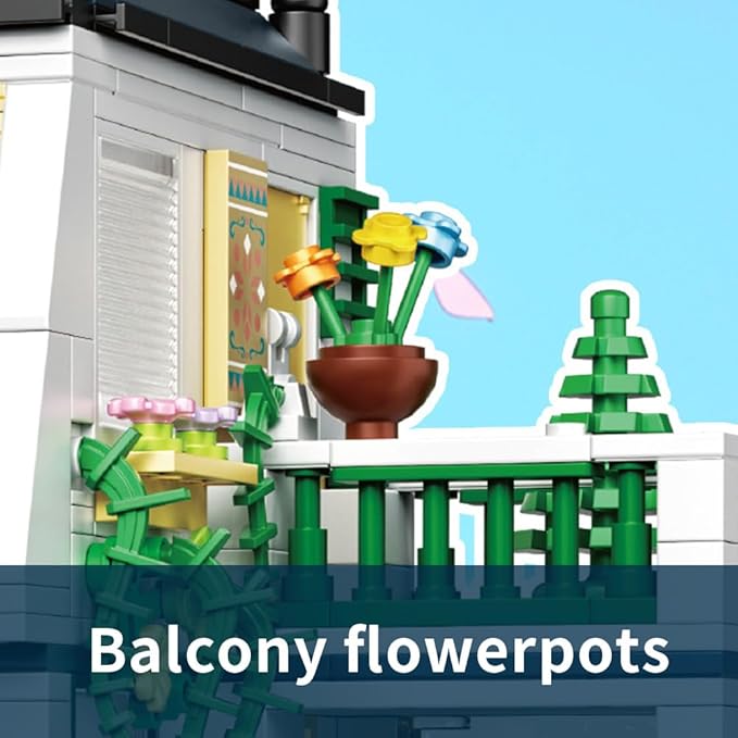 City Garden Hotel Building Blocks Sets with LED,998pcs Mini Bricks Toys Gift for Adult Kids Teen 14+ (Not Compatible with Lego)