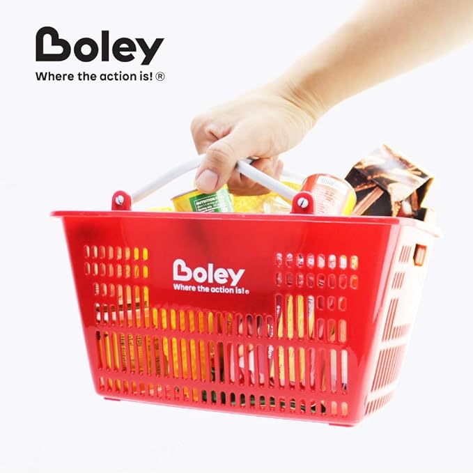 Boley Shopping Basket Toy - Pretend Grocery Shopping Play Set with 24 Realistic Play Food Items - Fruits, Vegetables, Drinks, Meats - Educational and Durable - for Kids and Toddlers Ages 3 and Up