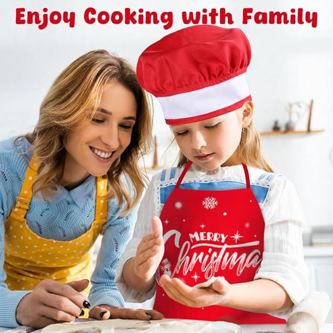 Labeol Christmas Kitchen Kids Cooking Sets Real, 27 PCS Kids Baking Set with Apron, Chef Hats and Oven Mitts for Christmas Dinner Party Baking, Fun Cooking Gifts for Boys Girls