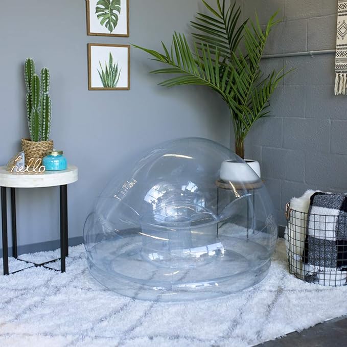 Air Candy Inflatable Clear Chair - Heavy Duty PVC, Waterproof, Indoor/Outdoor Use, 300 lb Capacity