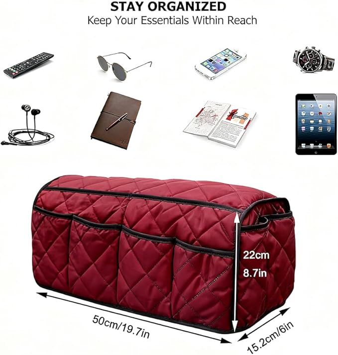 Armchair Caddy,Non Slip Sofa Armrest Organizer, Couch Armrest Remote Control Holder,Waterproof Recliner Arm Caddy with 14 Pockets for Cell Phone TV Remote Control