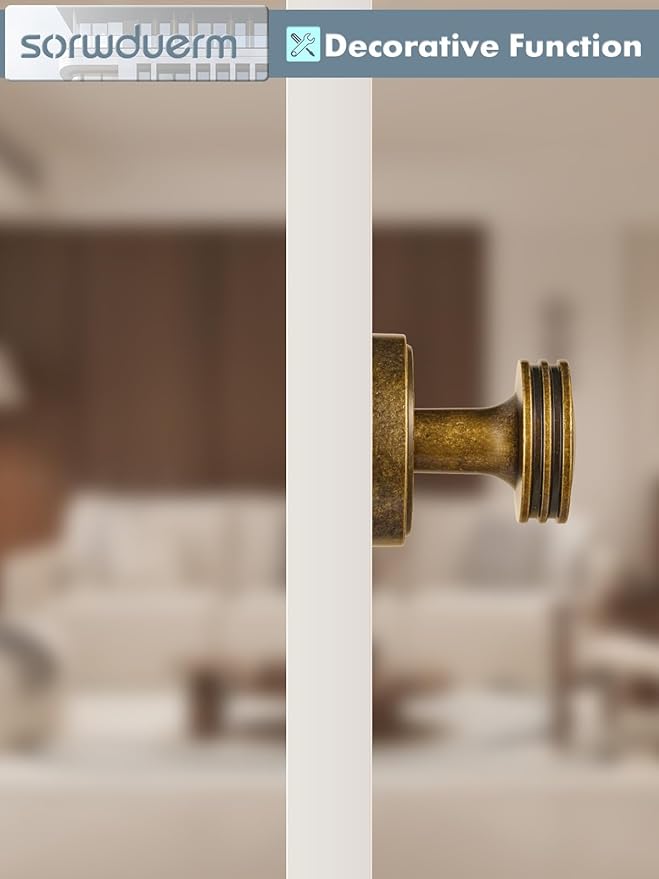 2 Pack Dummy Antique Brass Door Knob Dummy Door Handle Interior Single Sided Decorative,Zinc Alloy