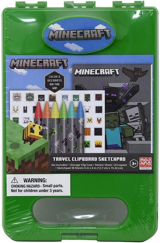 Innovative Designs Minecraft Travel Clipboard Sketchpad Coloring & Sticker Activity Set for Kids with Carrying Case