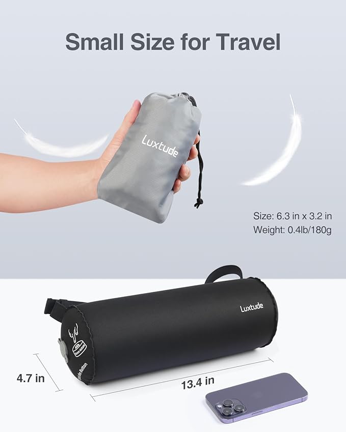 Luxtude Inflatable Lumbar Pillow for Airplane Travel, Inflatable Lumbar Support Pillow for Car & Office Chair, Neck Roll Pillows for Lower Back Pain Relief, Travel Back Support Neck Pillows