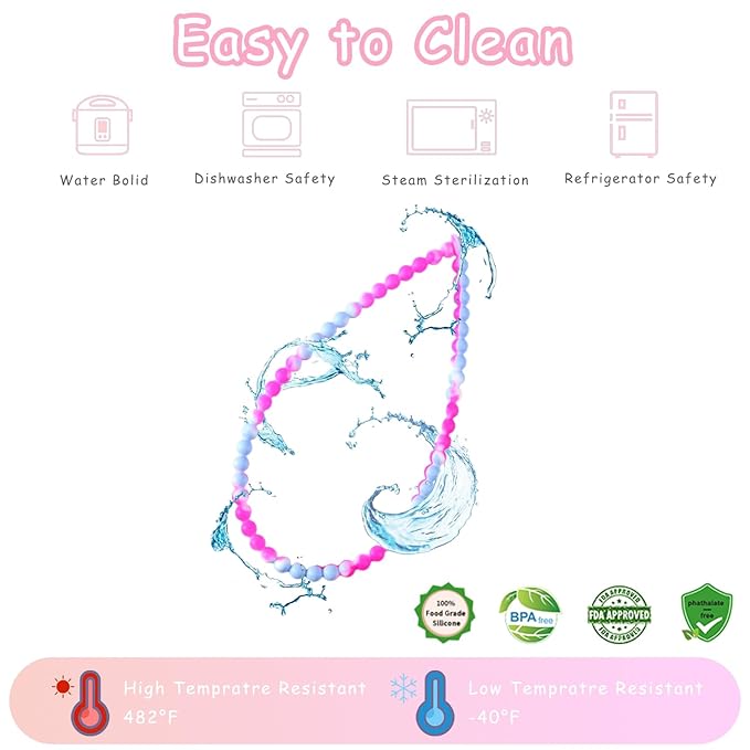 Teething Necklace for Baby,Chewing Necklace for Kids Sensory,Sensory Chew Necklaces for People with Autism, ADHD, and Fidgeting,Chew Necklaces for Sensory Kids,Teething Necklace for Mom