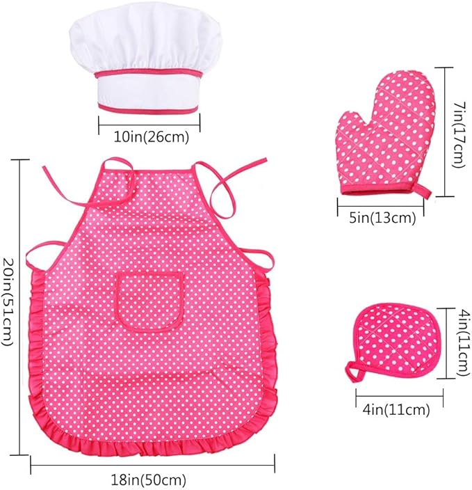 HmiL-U Chef Set for Kids - 13 Pcs Kids Cooking and Baking Set Includes Kids Apron, Chef Hat, Utensils, Cooking Mitt for Kids Chef Role Play Set , Gift for 3 Year Old Girls and up …