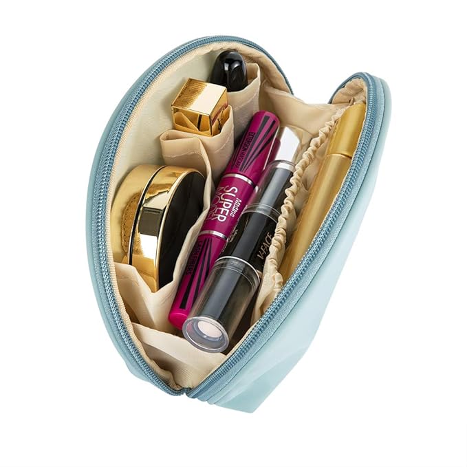 Hekyip Half Moon Cosmetic Beauty Bag for Purse Travel Handy Makeup Pouch for Women Girls (Mint)