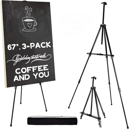 Artify 67 Inches Double Tier Easel Stand, Adjustable Height from 22-67”, 3 in 1, for Painting and Display with a Carrying Bag&3PACK