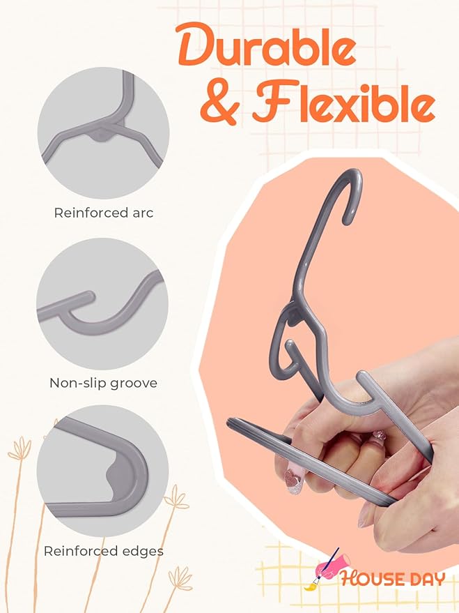 HOUSE DAY Kids Plastic Hangers for Closet, Childrens Hangers for Clothes & Baby Hangers, Toddler, and Child Clothes - Clothing, Pants, Coats, and More - Ideal for Everyday Use (Grey, 120 Pack)