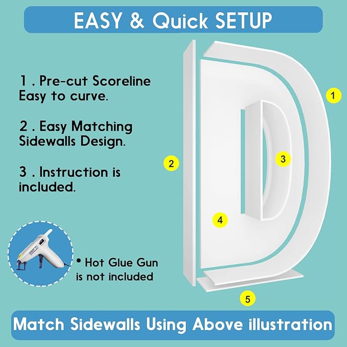 3FT Tall Mosaic Balloon Frame Letters Big Marquee Light Up Letters DIY Kit for Birthday Party Wedding Backdrop Decor Letter D Pre-Cut Foam Board