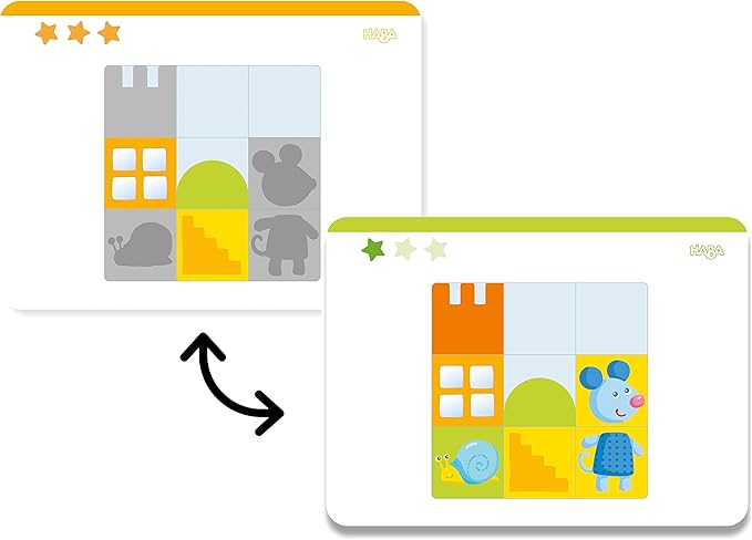 HABA Animal Squares Chunky Wooden Puzzle Building Blocks Arranging Game with Template Cards, Montessori Toys Toddler Puzzle Ages 2+ (Made in Germany)