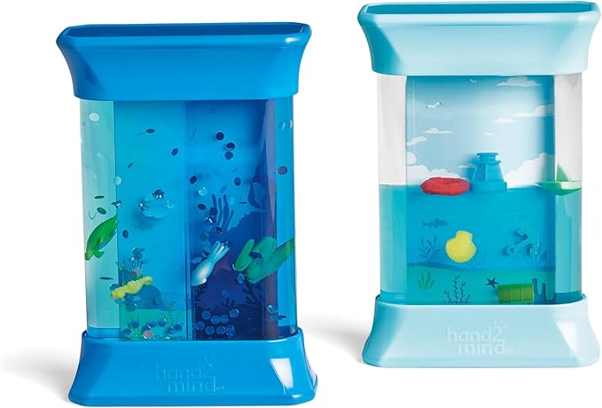 hand2mind Exploring Ocean Forces Sensory Bottles, Quiet Fidget Toys for Kids 3-5, Toddler Learning Toys, Calming Corner Classroom, Calm Down Corner Supplies, Preschool Science Center Materials