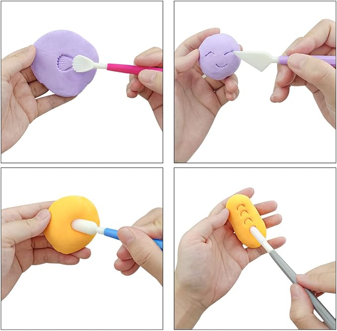 8 Pieces Plastic Clay Modeling Tools Set Ceramic Tool Kit for Sculpting Plastic Polymer Clay Shaping Tool for Kids Double-Head Suitable for DIY Crafts Cake Carving Decorating (Assorted Colors)