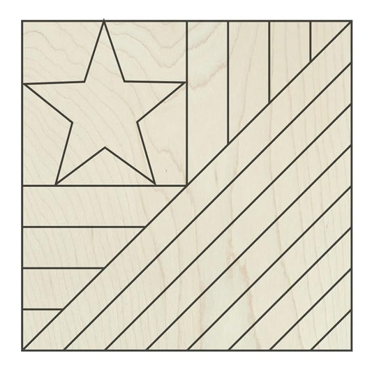 4th of July Unfinished Barn Quilt Square Wooden Sign, Country Decor Canvas Quilts Blocks (21 inches, Flag)