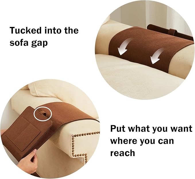 YOUDENOVA Bedside Caddy, Bedside Organizer for Dorm Room, Bunk Bed, Brown