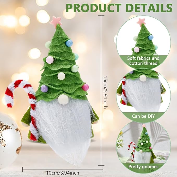 INFUNLY 4Sets DIY Christmas Tree Gnome Santa Kit for Beginners Complete Christmas Tree Gnome Kit for Adults Kids Starters to Learn with Instruction Handmade Christmas Dwarf Kit Gift Decoration Crafts
