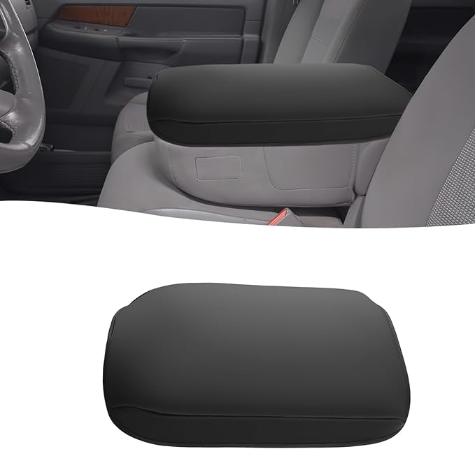 GIANT PANDA Custom Fit Center Console Cover for Dodge RAM 1500 2500 3500 2002 2003 2004 2005 2006 2007 2008 2009 2010 2011 2012 with Jump Seat - Neoprene Armrest Center Cover - Full Protection-Black
