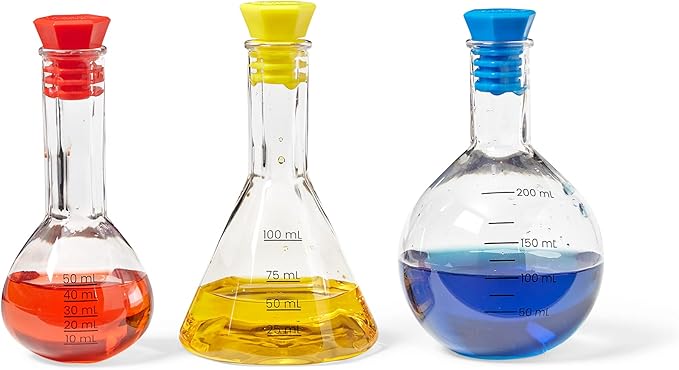 hand2mind Starter Science Measuring Flask Set, Plastic Beakers for Kids, Science Lab Equipment, Measuring Toys for Kids, Kids Chemistry Set, Educational Science Kits, Science Supplies for Classroom