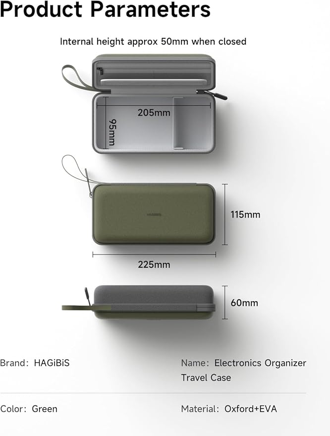 Hagibis Electronics Organizer Travel Case Cable Organizer Bag Pouch Portable Waterproof Carry Case for Cable, Charger,Power Bank, SD Card, Mouse, USB Flash Disk (DPB02 Green)