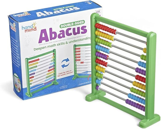 hand2mind Double Sided Plastic 100 Bead Abacus, Abacus for Kids Math, Math Manipulatives Kindergarten, Counting Rack for Kids, Counters for Kids Math, Educational Toys for Elementary Kids (Set of 1)