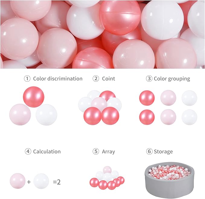 GOGOSO Ball Pit Balls 100 - Crushproof Plastic Balls for Babies Toddlers Kids Children for 1 2 3 4 5 Years Old,2.15inches Red Pink White