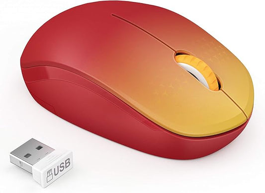 seenda Wireless Mouse, 2.4G Noiseless Mouse with USB Receiver Portable Computer Mice for PC, Tablet, Laptop, Notebook with Windows System - Gradient Red