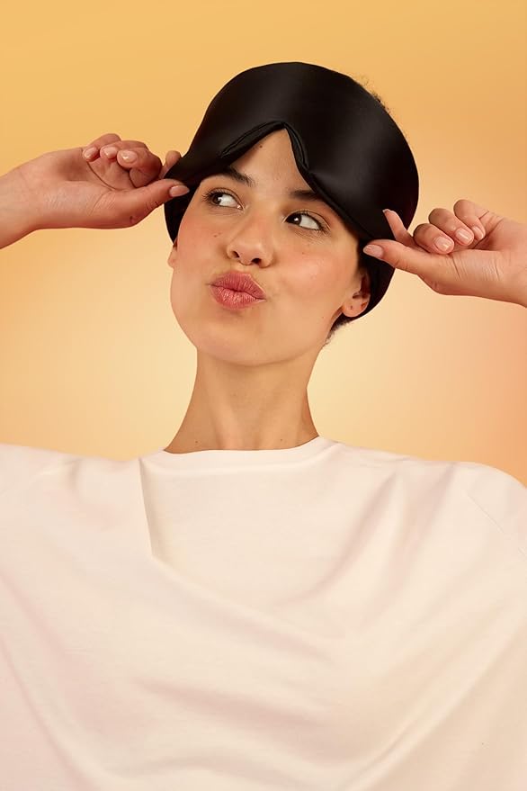 Glow People Silk Sleep Mask – 100% Mulberry Silk Eye Mask for Sleeping, Total Blackout, Cloud-Soft and Adjustable for Beauty Sleep and Travel - Charcoal