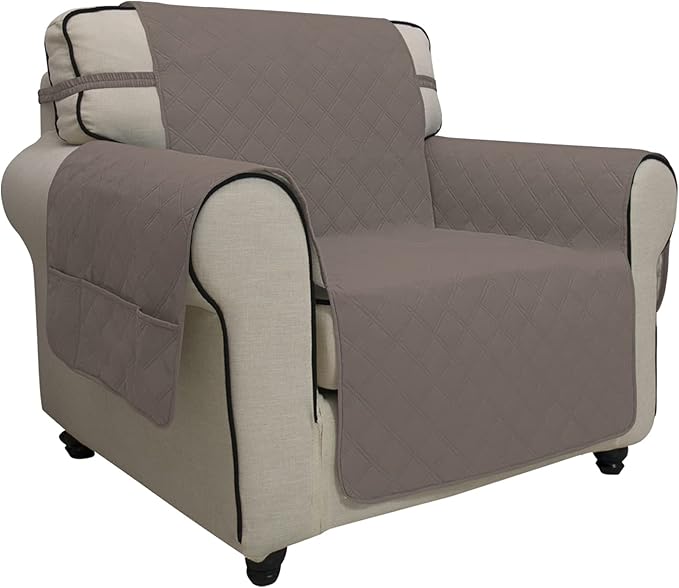 Easy-Going Sofa Slipcover Chair Cover Waterproof Couch Cover Washable Sofa Cover Non-Slip Fabric Furniture Protector with Pocket for Pets Covers Pets Kids Children Dog Cat (Chair, Taupe)