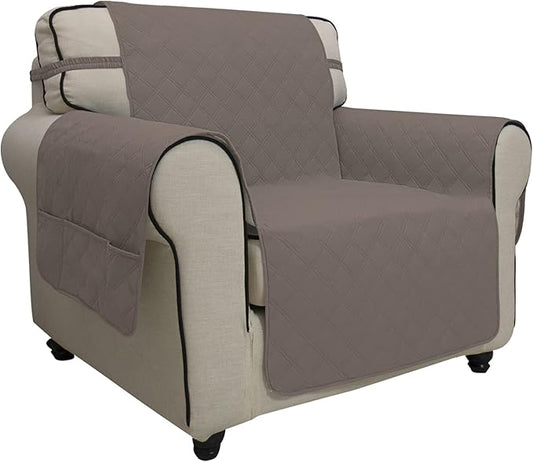 Easy-Going Sofa Slipcover Chair Cover Waterproof Couch Cover Washable Sofa Cover Non-Slip Fabric Furniture Protector with Pocket for Pets Covers Pets Kids Children Dog Cat (Chair, Taupe)